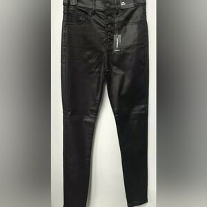 Express High Waisted Curvy Black Coated Skinny Jeans